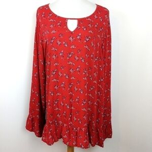 Signature Studio Floral Print Pheasant Top | sz 2X